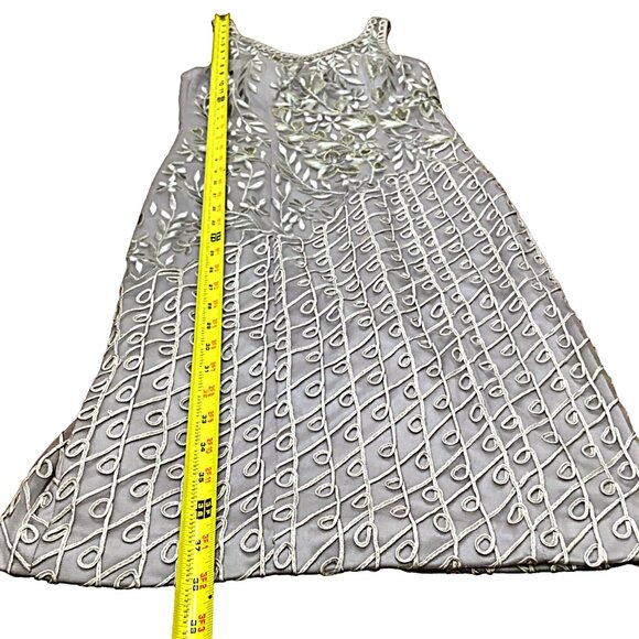 NEW Sue Wong Dress Embroidered V-neck Floral Platinum Silver Bra Nocturne Size 2 - Picture 13 of 16